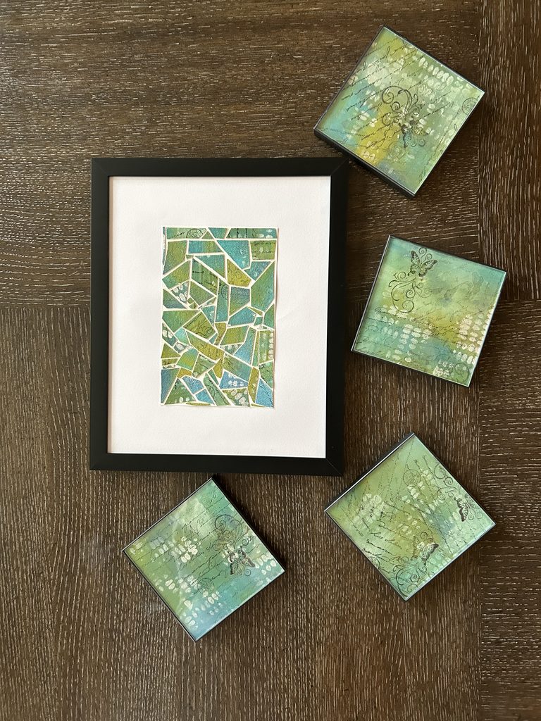 coasters and mosaic frame